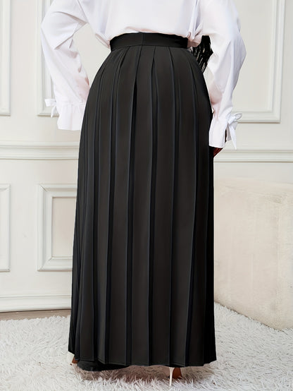 Plus Size - Plus-size Women'S Pants With Elegant Pleats, Removable Design, Two-way Wear, Straight-leg Style, Retro Chic, Casual, Suitable For All Seasons Throughout The Year.