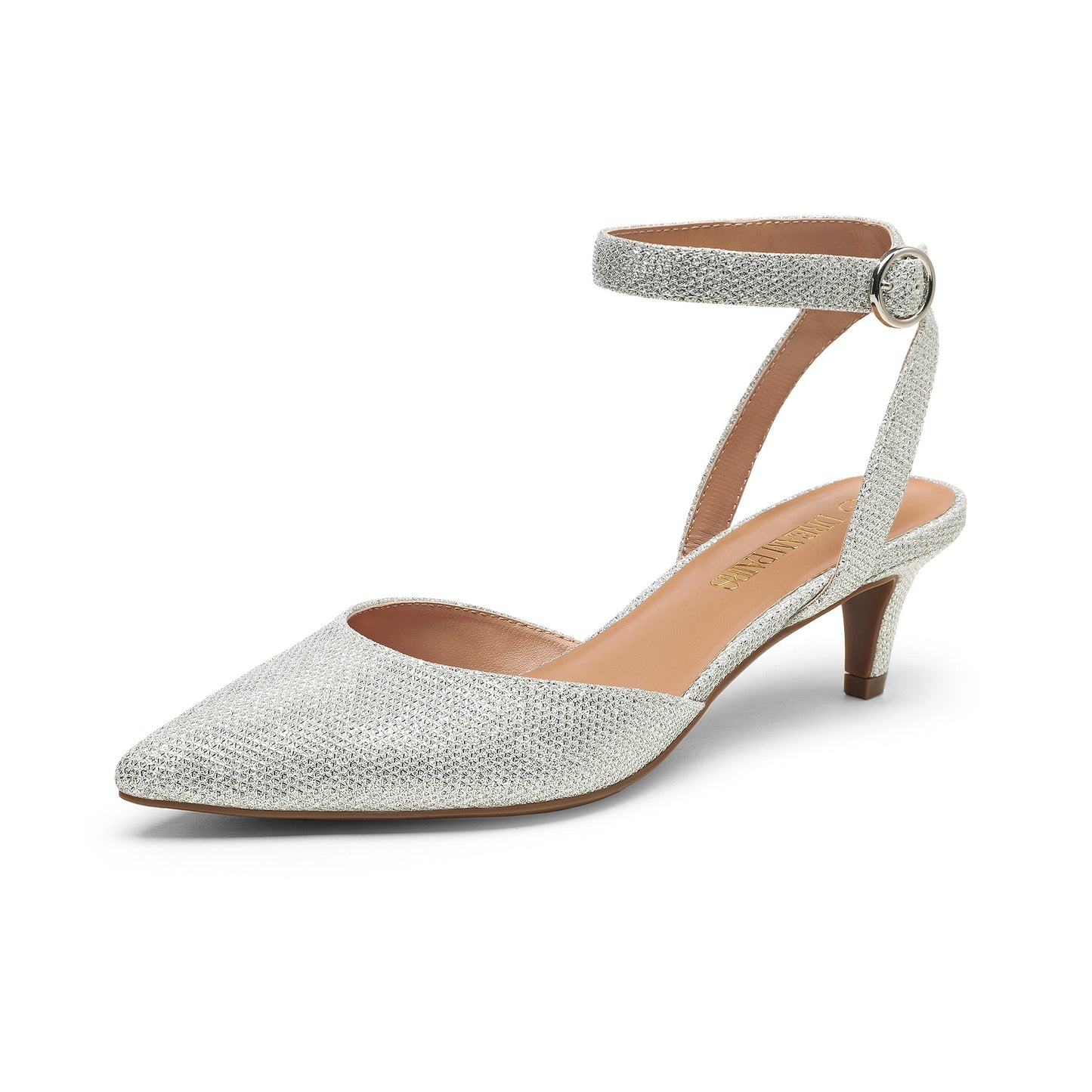 Women's Pumps Shoes Pointed Toe Kitten Low Heels Stiletto Ankle Strap Closed Toe Wedding Party Dress Sandals Kitten Heels for Women Low Heel Dress Shoes Wedding Dress Closed Toe Pump Shoes