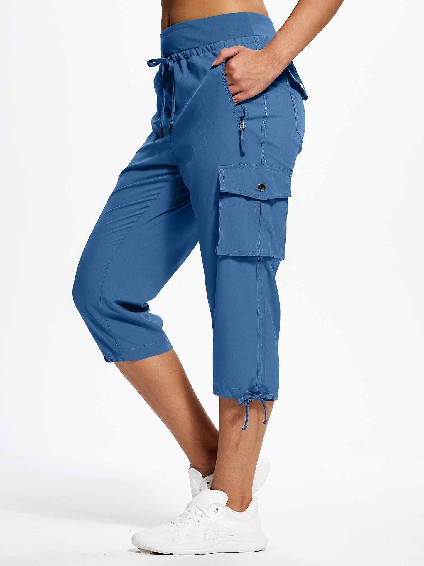 18" Women's Hiking Capris with Pockets Quick Dry Travel Lightweight Cargo Capri Pants Casual Capris for Women