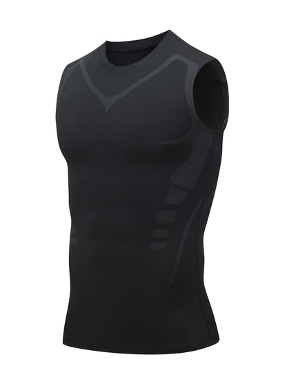 3pcs Men's Sports Compression Tank Tops, Basketball Athletic Sleeveless Shirts, American Style Training Vests, Moisture-Wicking Breathable Quick-Dry Base Layer for Sports & Outdoor Activities
