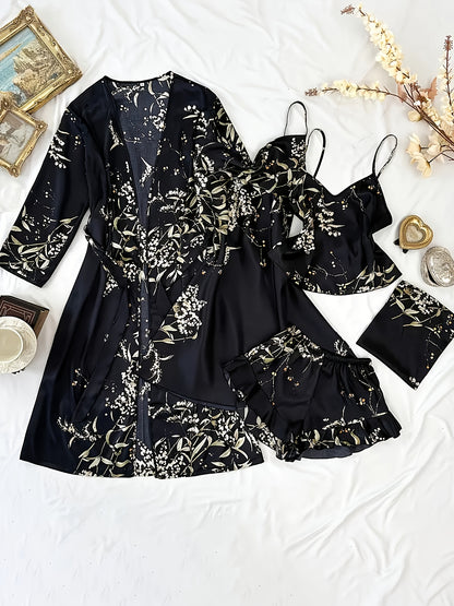 V-Neck Camisole Sleepwear, Stylish Printed Camisole Gowns, Cozy And Relaxed Women'S Sleepwear, Nightgowns, And Nightdress Collections. Long-Sleeve Robe, High-Neck Camisole Skirt, Backless V-Neck Top, And Pleated Shorts Are Casual And Adaptable