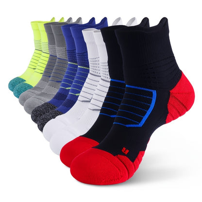 5 Pairs Of Professional Men's Sports Ankle Socks, Low-cut Socks with Moisture-wicking, Breathable, Shock-absorbing, Durable, for Basketball, Running, Marathon, Cycling, Used In All Seasons, Socks, Easter Gifts