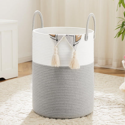 Collapsible Laundry Basket, Woven Rope Laundry Hamper, 12.15gal/15.85gal/ 21.13gal/26.42gal Laundry Bag For Decor Storage Of Dirty Clothes, And Blankets In Bathroom, Room And Living Room
