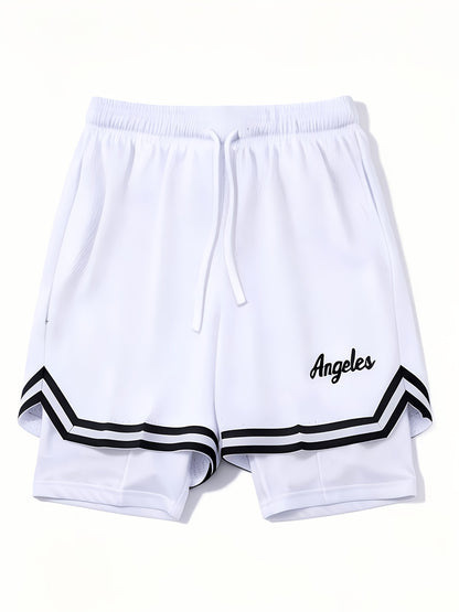 1pc Of Sports Basketball Shorts, Loose And Comfortable, Sweat Wicking And Breathable, Outdoor Running Lined with Stretch Cloth Quick-drying Training Pants