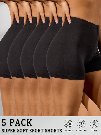 5-Pack Super Soft Biker Shorts for Women No See-Through Workout Running Yoga Athletic Shorts, Women'S Activewear