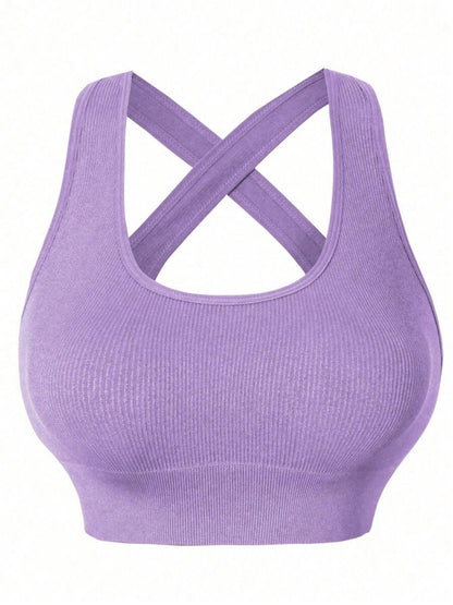 Three Seamless Women'S Activewear Sets High-Stretch Backless Bra And Hip-Lifting Leggings with Crossover Strap Details