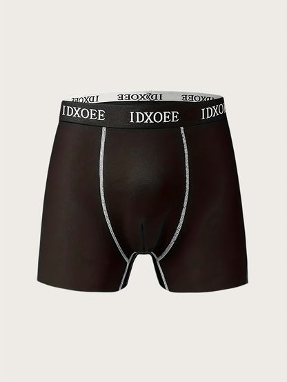 Random Color 10pcs/SET, Men'S Boxer Briefs - Breathable Athletic, High Elasticity Quick-Dry Underwear With Bold Letter Print, Glossy Knit Fabric For Gym, Casual & Casual Attire, Gym Underwear, Sporty Underwear