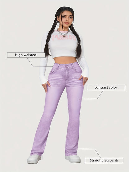 Plus Size for Women | Cute Pink Jeans | Y2K Fashionable | Slim-Fitting Style | with Pocket | Comfortable Jeans | Elastic Denim