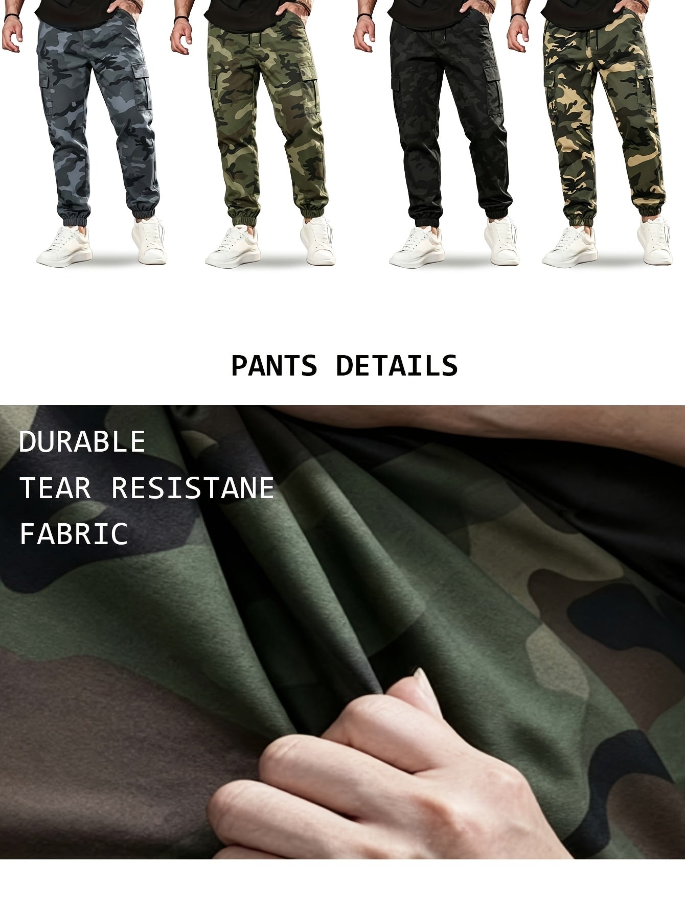 Men'S Camo Jogger Pants Military Cargo Pants Leg-Bound Tapered Casual Camouflage Pants