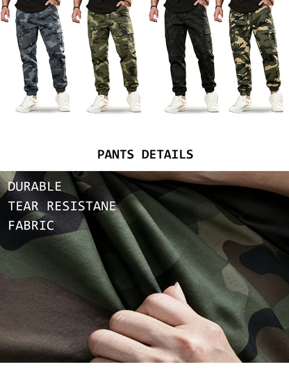 Men'S Camo Jogger Pants Military Cargo Pants Leg-Bound Tapered Casual Camouflage Pants