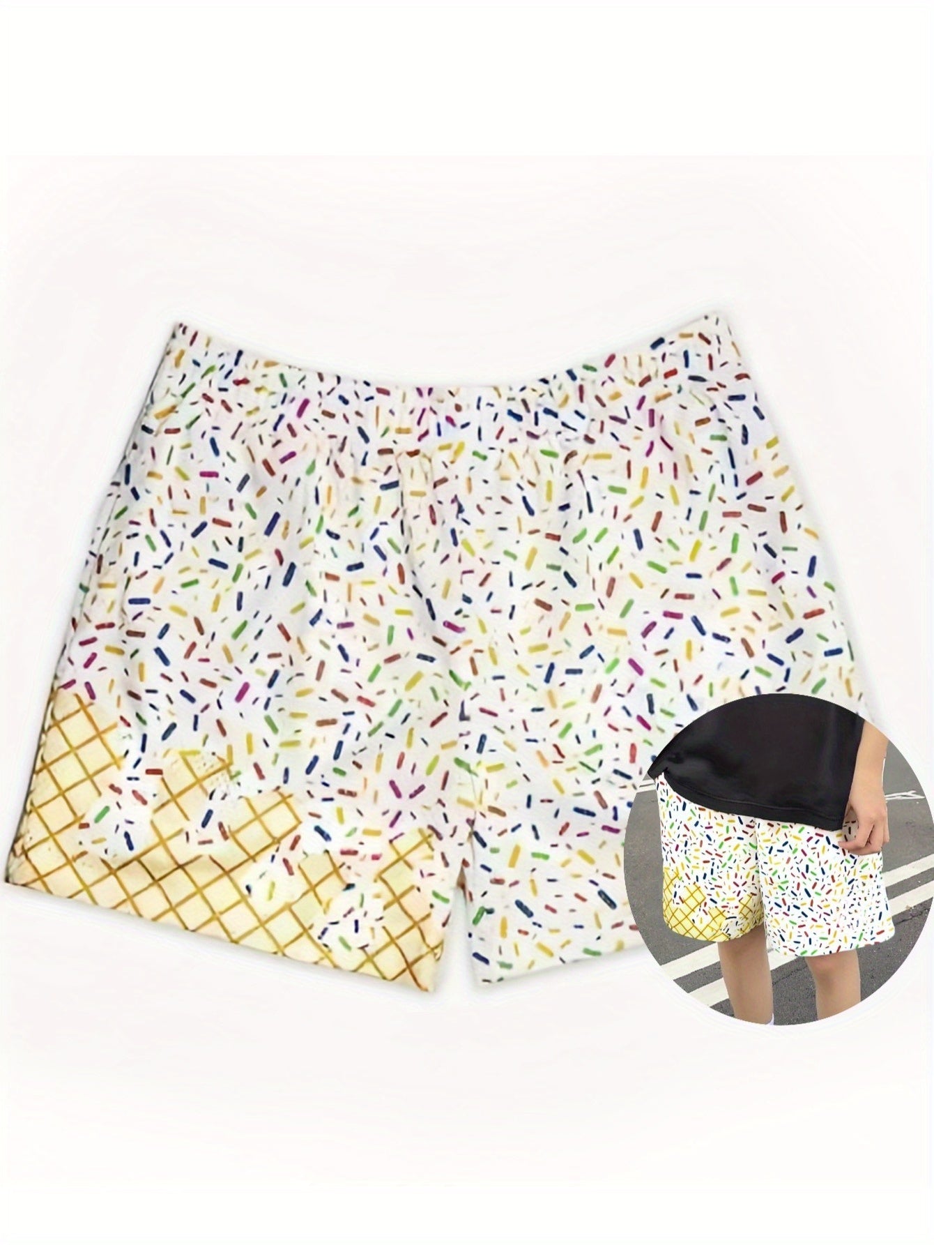 Baseball Ice Cream Teen Shorts Teenager'S Paisley Graphic Shorts Sports Basketball Headscarf Shorts Running Street Y2K Side Pull Belt for Outdoor, for Teenager, For Teenager
