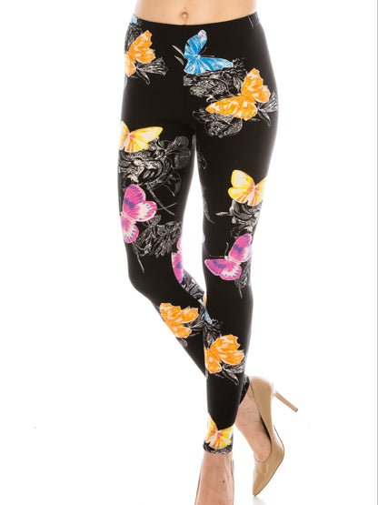 Fashion Printed Leggings For Women No See Through High Stretch Super Soft Leggings Regular
