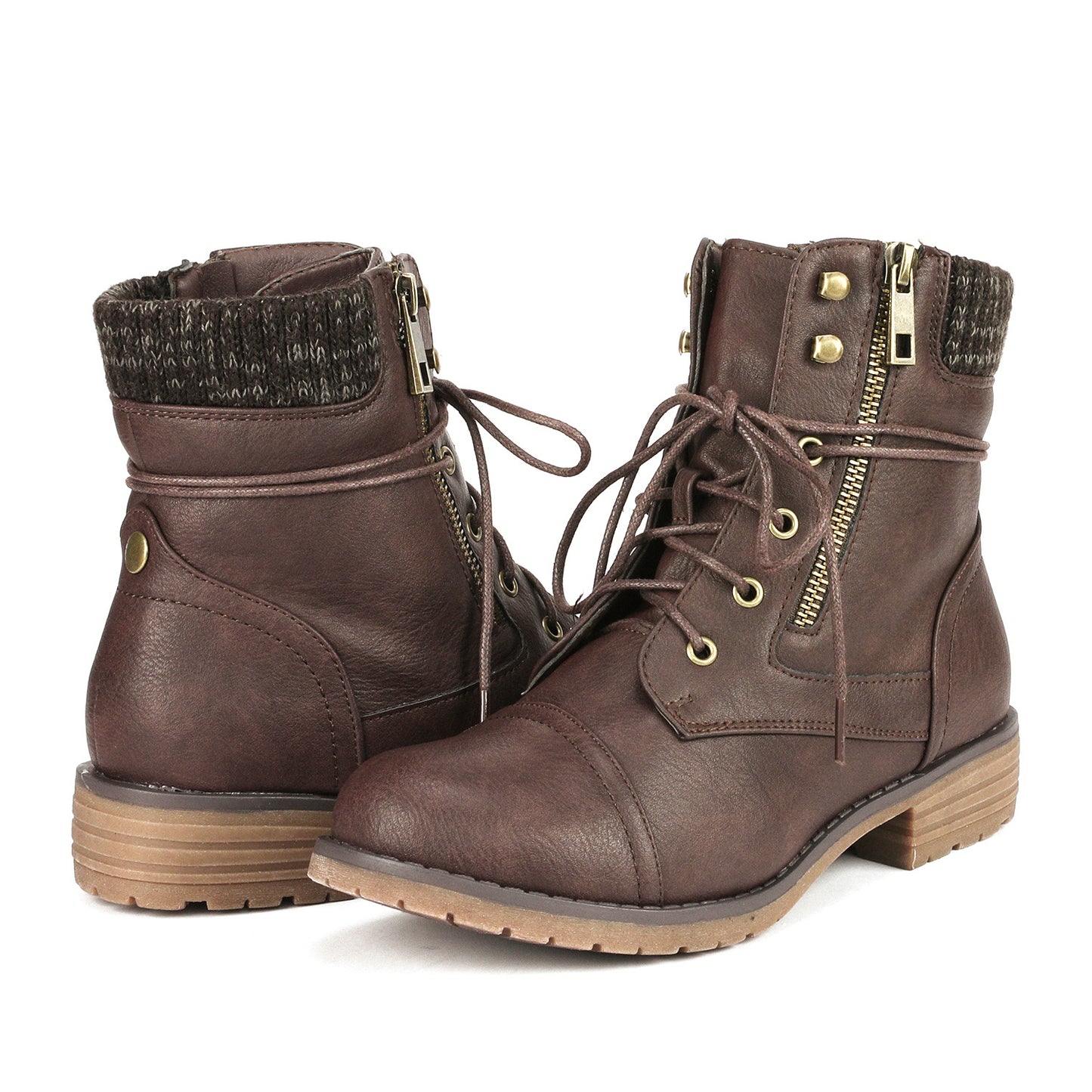 Women's Lace Up Combat boots Winter Warm Ankle Booties Short Boot