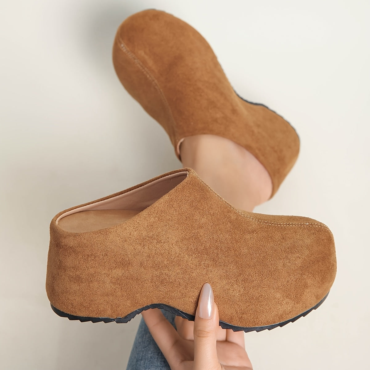 Women's New Style Mule Shoes, Thick Sole Round Toe Fashion Casual Comfortable Versatile Plus Size Women's Footwear, Clogs for Women, Slippers for Women, Women's Height-Increasing Shoes, Women Shoes