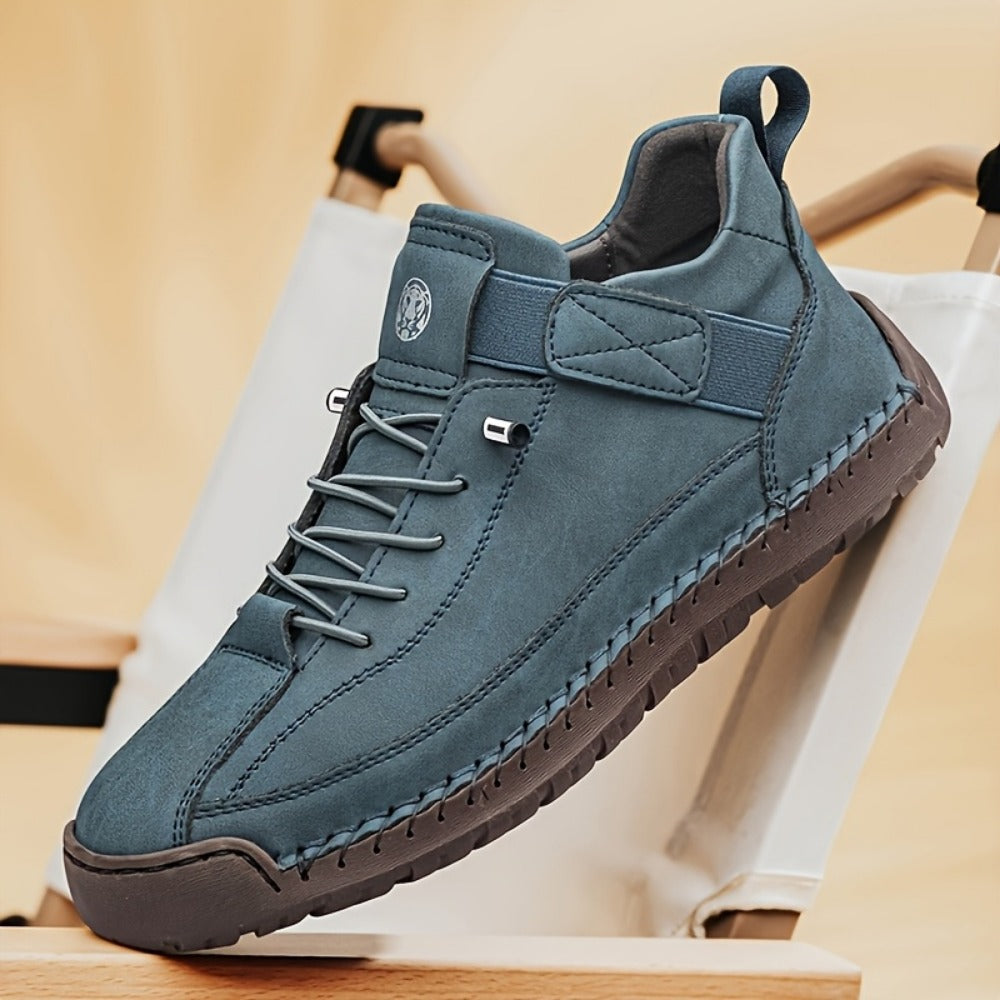 Men's High-Top Casual Ankle Boots - Elastic Closure and Rubber Sole