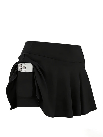 4pcs Women's Athletic Skorts Fake 2pcs Skirt Pants Elegant High Waist Skirt Summer Korean Style with Pockets Breathable Slim Fit Yoga Skirt Built-in Shorts Anti-Exposure Running Fitness Tennis Sports Skirt Gift for Wife Family Friends
