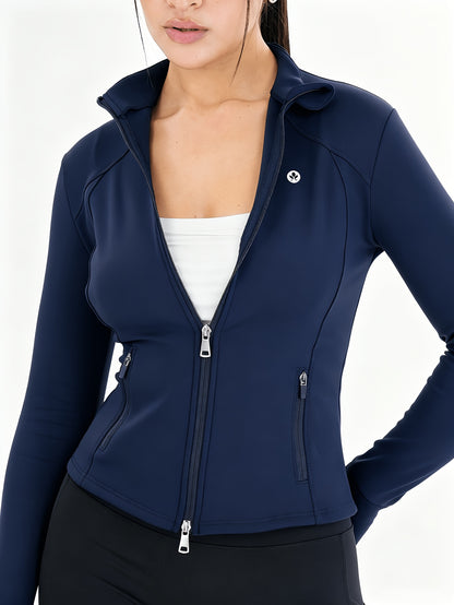 Workout Jackets for Women Full Zip Up Cropped Athletic Long Sleeve Lightweight Slim Fit Running Tops with Pockets