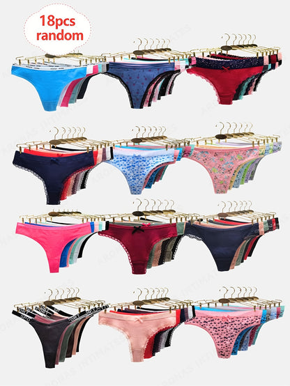 18pcs/ Pack Randomly Assorted Ladies Thongs Panty