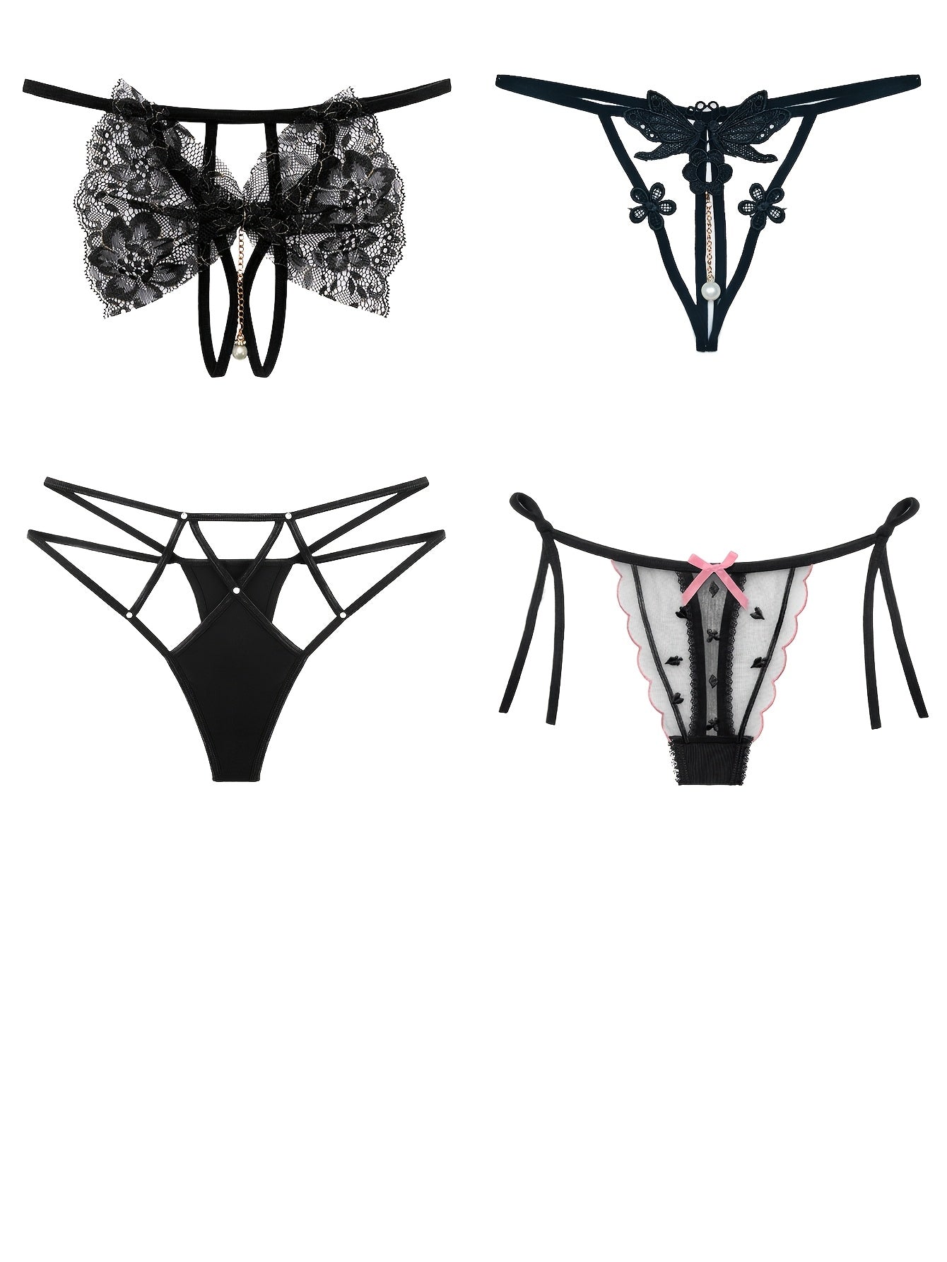 18pcs Mixed Set: Premium Lace Women'S Thong Set - Multi-style With Embroidery, See-Through Details & Adjustable Waistband. Soft & Breathable.