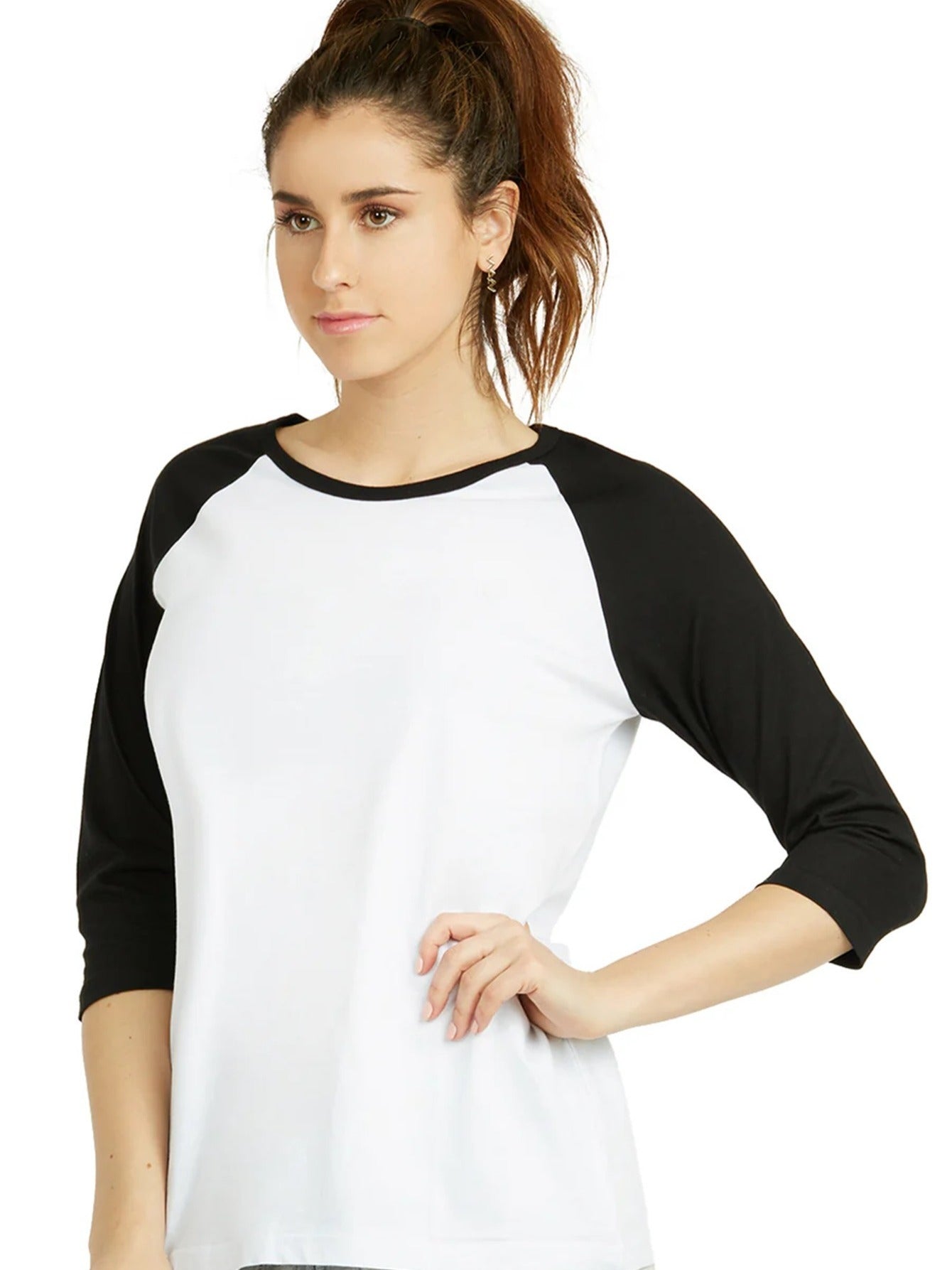 LADIES COTTON BASIC BASEBALL TEE
