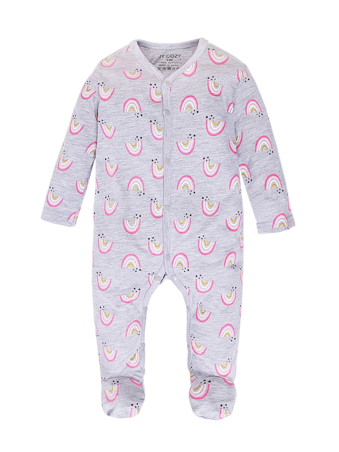 4pcs Newborn Baby Girl Footed Rompers - Soft Breathable Floral Print Long Sleeve Onesies, Snug Fit All-Season Infant Jumpsuits for 0-12 Months, Cute Infant Clothing, Easy Diaper Change, Playful Infant Design, Comfortable Infant Wear