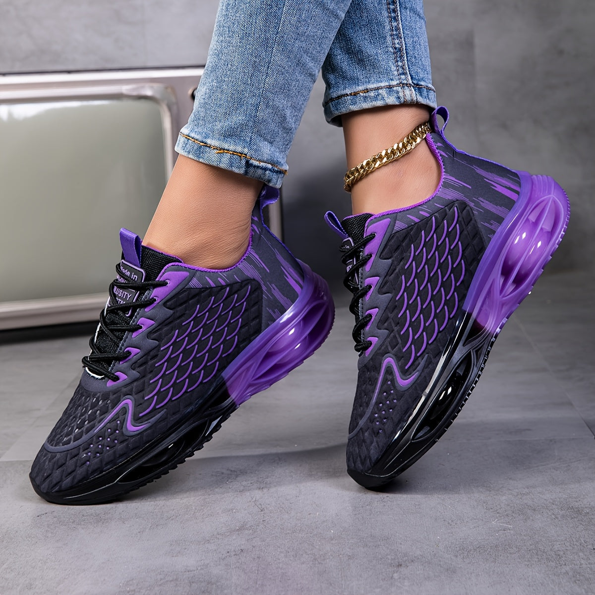 Women'S Spring New Air-Cushioned Sports Shoes, Men'S And Women'S Mesh Breathable Running Shoes, Soft-Soled Lightweight Travel Walking Shoes, Thick-Soled Trendy And Versatile Women'S Casual Shoes, Transparent Women'S Fashion Lace-Up Walking Shoes