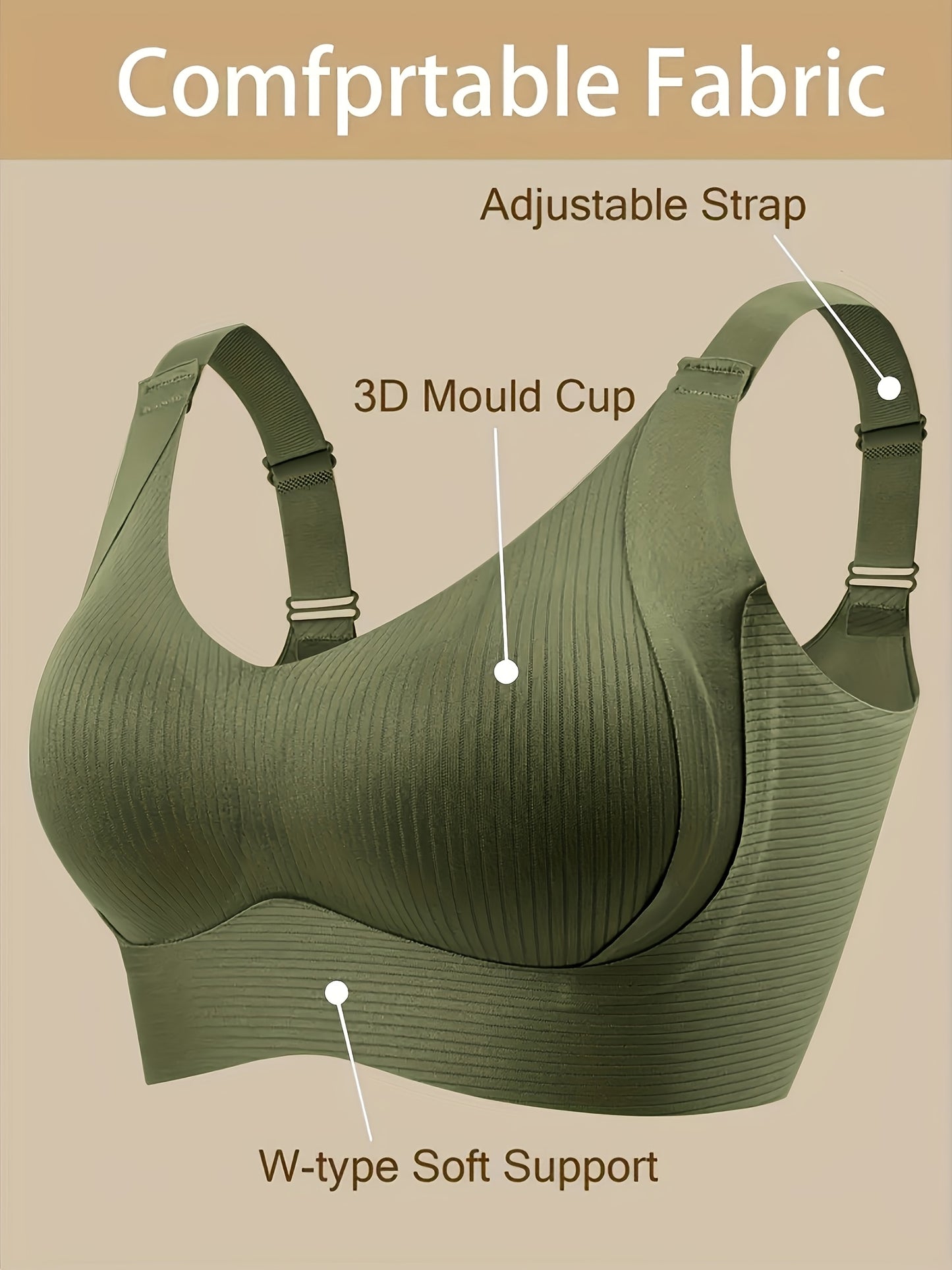 Plus-Size Wireless Women's Bra Suitable for Large Breasts - Full-Coverage Lift & Push-Up Underwire-Free Bust Enhancer with Adjustable Straps, Removable Pads, Seamless Smoothing Lingerie for Daily Wear & Special Occasions