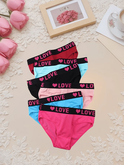 10pcs Loving Heart Ladies Panties Comfortable Breathable Women'S Triangle Panties Wide Waistband