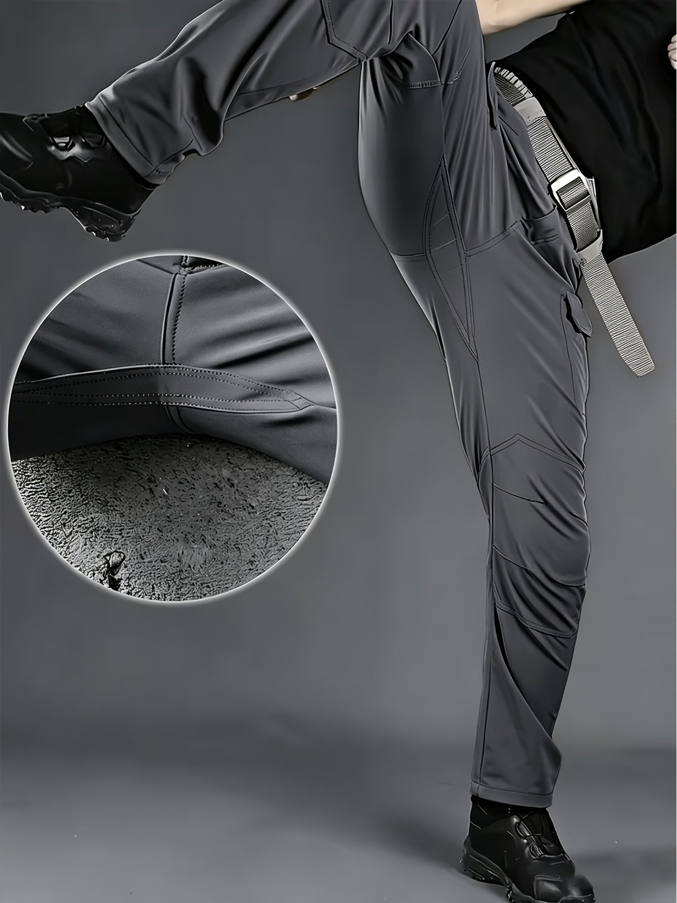 2pcs, Men's Lightweight Tear-resistant Work Hiking Pants with 9 Pockets | Elastic Waist, Non-Elastic Fabric, Solid Color, Ideal for Outdoor Activities Such as Mountaineering, Rock Climbing, Camping, Fishing, Hunting