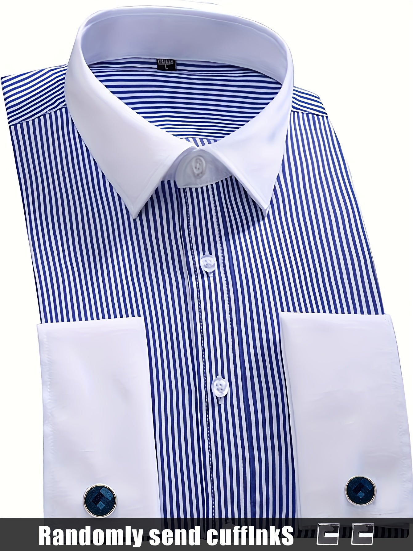 2025 New Men'S French Shirt Double-Barrel Sleeve Business Formal with Premium Cufflinks, Wedding Banquet Office Elegant Slim Fit