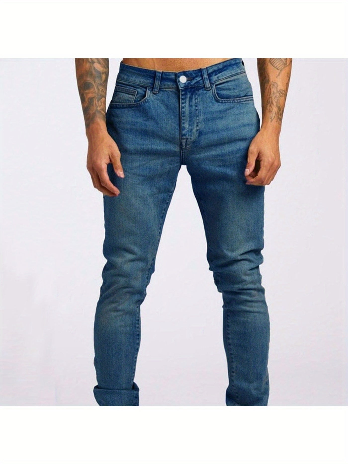 2025 New Men's Slim-Fit Jeans, Trendy Ins Style Design, Fashionable and Comfortable, Perfect for Casual Attire