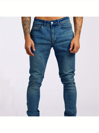 2025 New Men's Slim-Fit Jeans, Trendy Ins Style Design, Fashionable and Comfortable, Perfect for Casual Attire