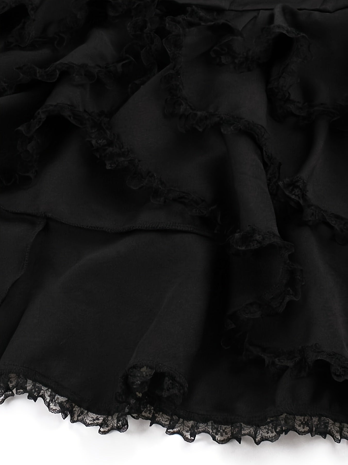 Women's Black Lace Ruffle Dress - product view 14