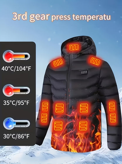 Men'S Heated Jacket with 36 Heating Zones, Winter Cold-Proof Jacket Suitable for Men And Women, Outdoor Sports Coat, Warm Heated Clothing with Three-Level Temperature Adjustment, Usb-Powered Heating with Adjustable Temperature (Battery Not Included)