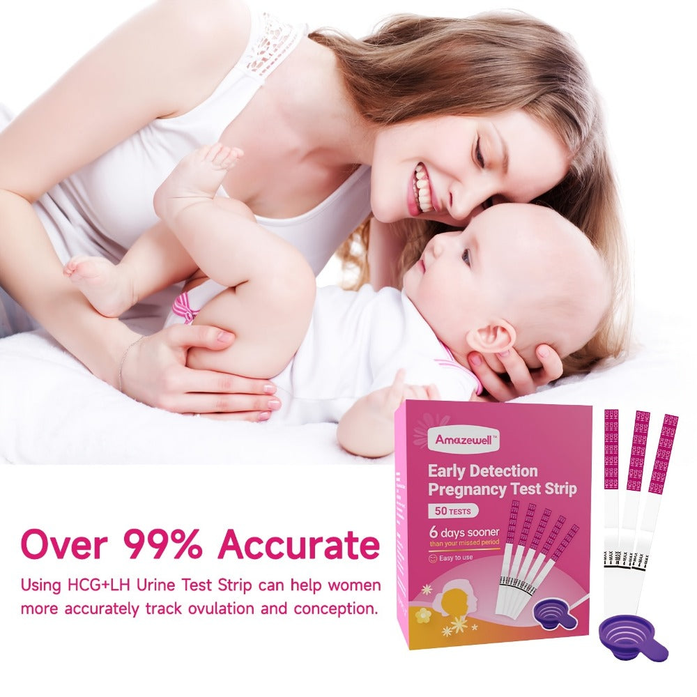 HCG Pregnancy Test Strips Kit - 25 50 or 100-Piece Home Test Options