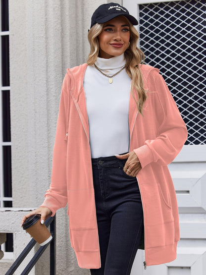Zip Up Hoodies for Women Long Sleeve Oversized Sweatshirts Casual Lightweight Fleece Jackets with Pockets