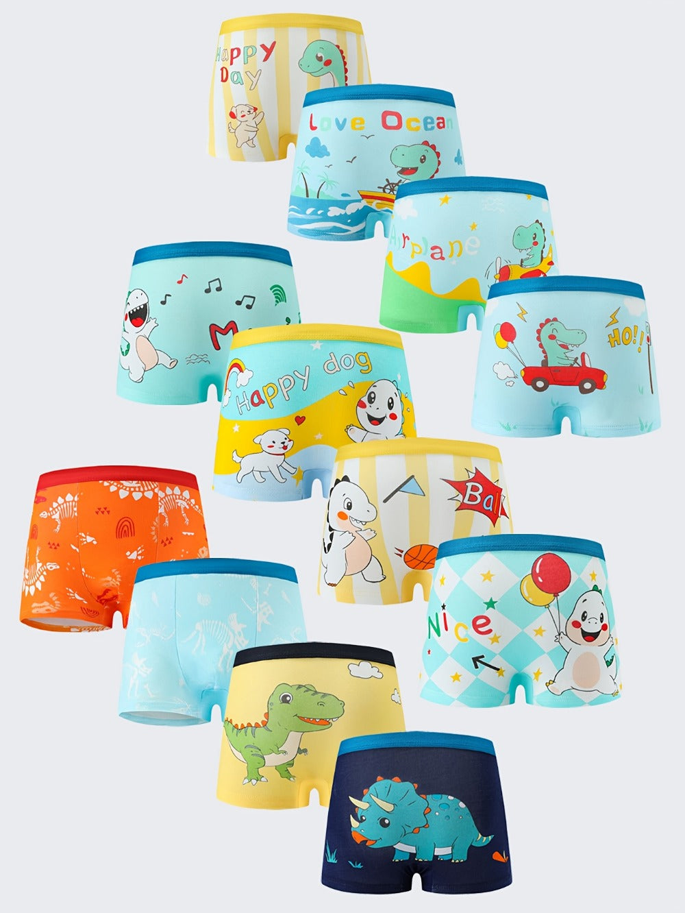 Boys' Boxer Briefs - 12-Pack Dinosaur Print