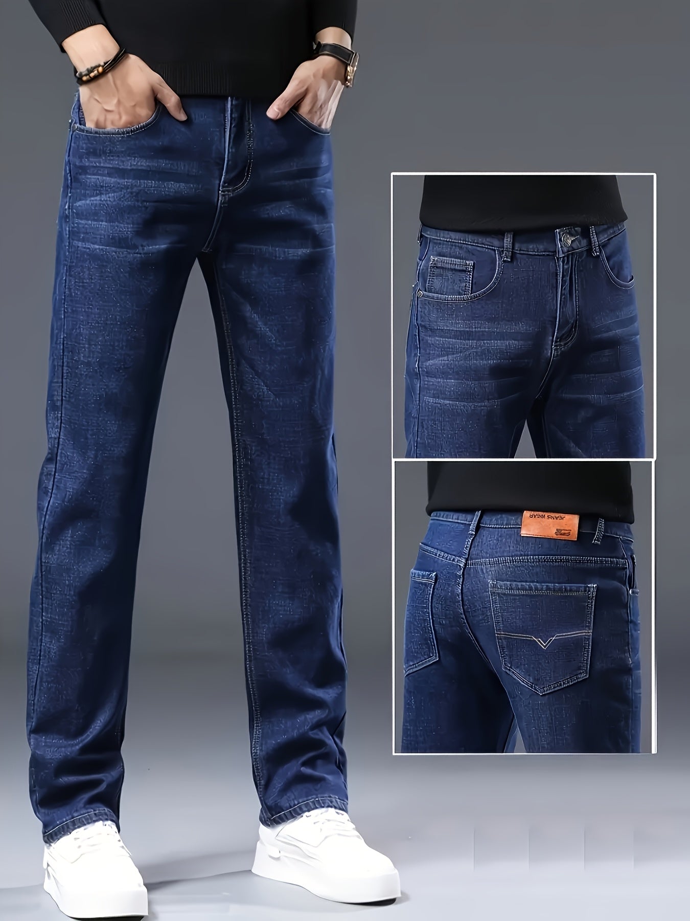 Men'S Jeans Straight Loose Casual Trousers Work Wear Trousers Suitable for All Seasons, Excellent Craftsmanship, Excellent Quality, Out of Work