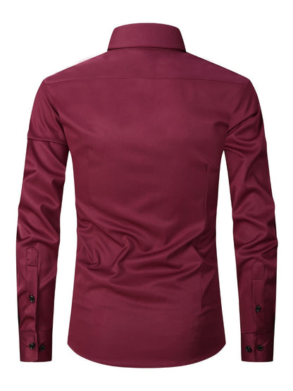Men's Solid Color Dress Shirt - Classic Neck Short Sleeve 528165