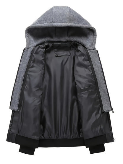 Men's Fashion Zipper Hooded Jacket Multi-Pockets - Great for Spring Outdoor Cycling, Street Cycling