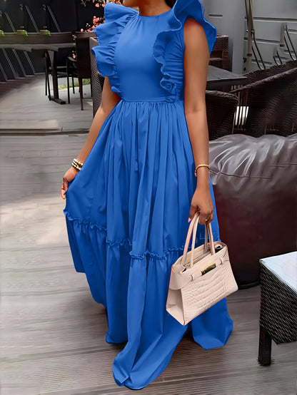 Fashionable Round Neck Waist-Hugging Dress