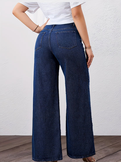 European and American Women's Jeans, High-Waisted Loose Wide-Leg Pants, Versatile Fashionable Blue All-Season Denim Trousers, Women's Jeans and Clothing