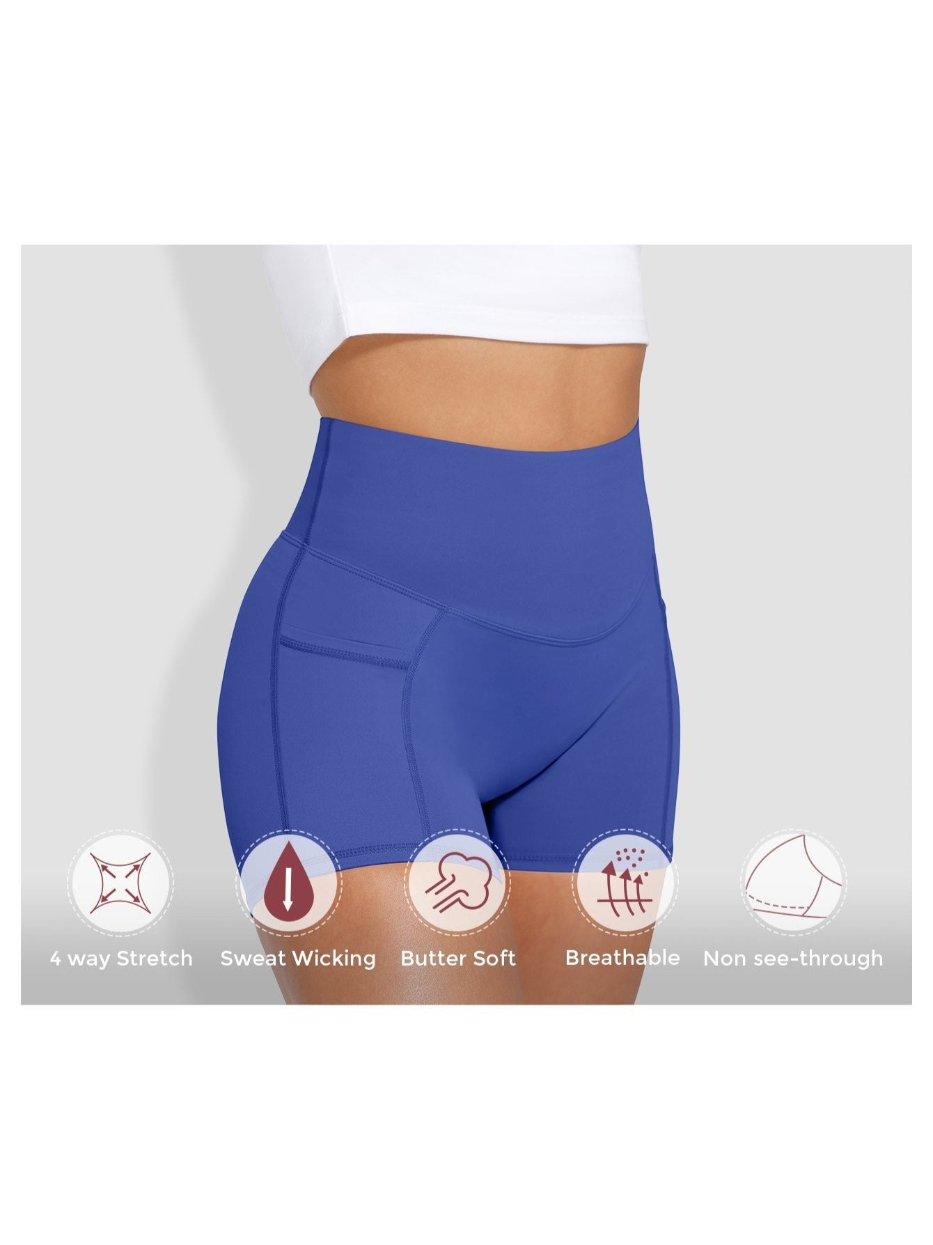 1Pc Women'S High-Waist Stretchy Athletic Shorts, Breathable Compression Bike Yoga Workout Shorts