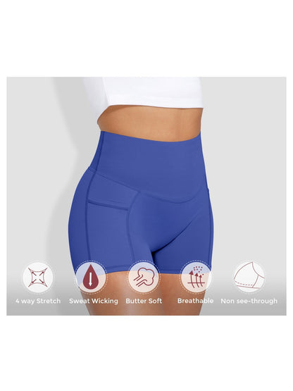 1Pc Women'S High-Waist Stretchy Athletic Shorts, Breathable Compression Bike Yoga Workout Shorts