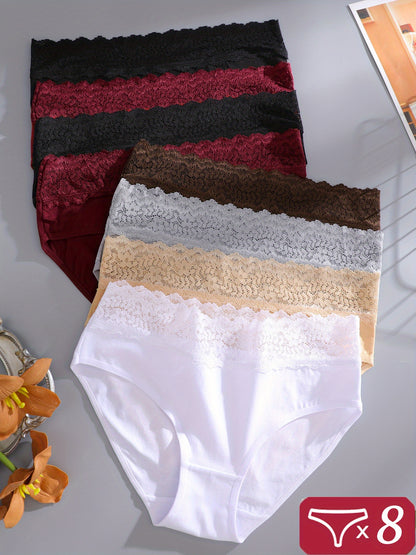 8pcs Lace Panty for Women Sexy Lace Belt Underwear Soft Briefs