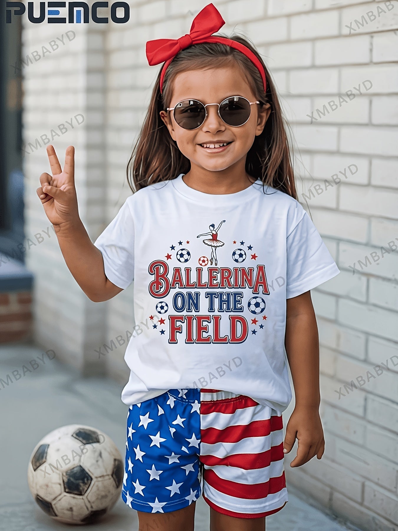 Cute Girl Clothes, Short Sleeved Casual T-Shirt, Red White And Sassy Stars Stripes Round Neck T-Shirt Top for Casual, Soft, Comfortable, 100% - Perfect for 4Th of July Best Gift for Girls