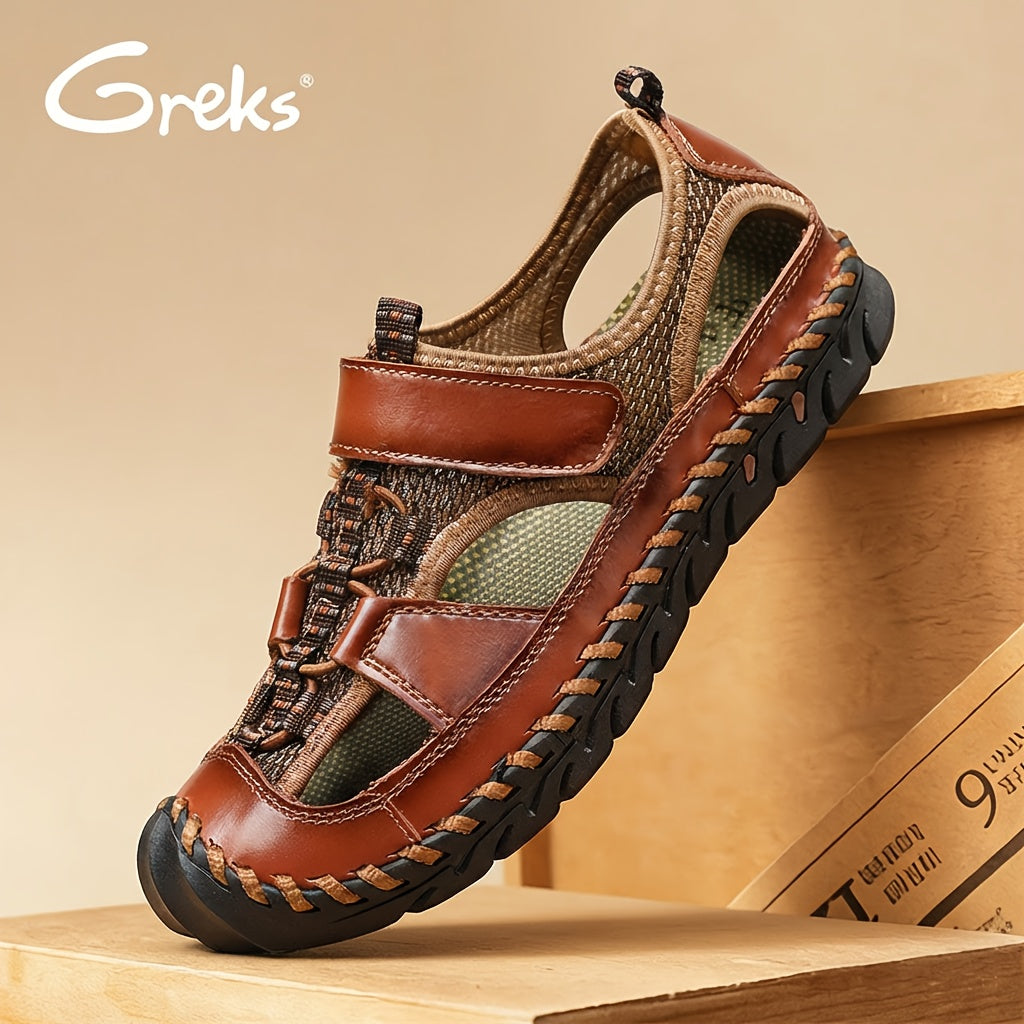 GREKS Retro Spliced Men'S Sandals, Soft-Soled Comfortable Breathable Shoes, Fashion Casual Beach Shoes