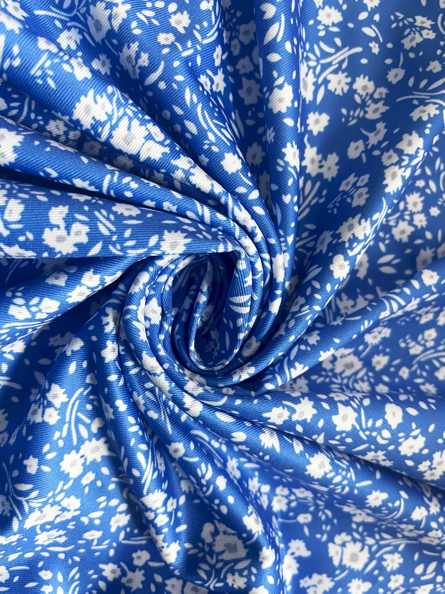 Women's Light Blue Floral Print V-Neck Tank Top - Sleeveless, Polyester Blend, Perfect for Summer Vacations, Machine Washable