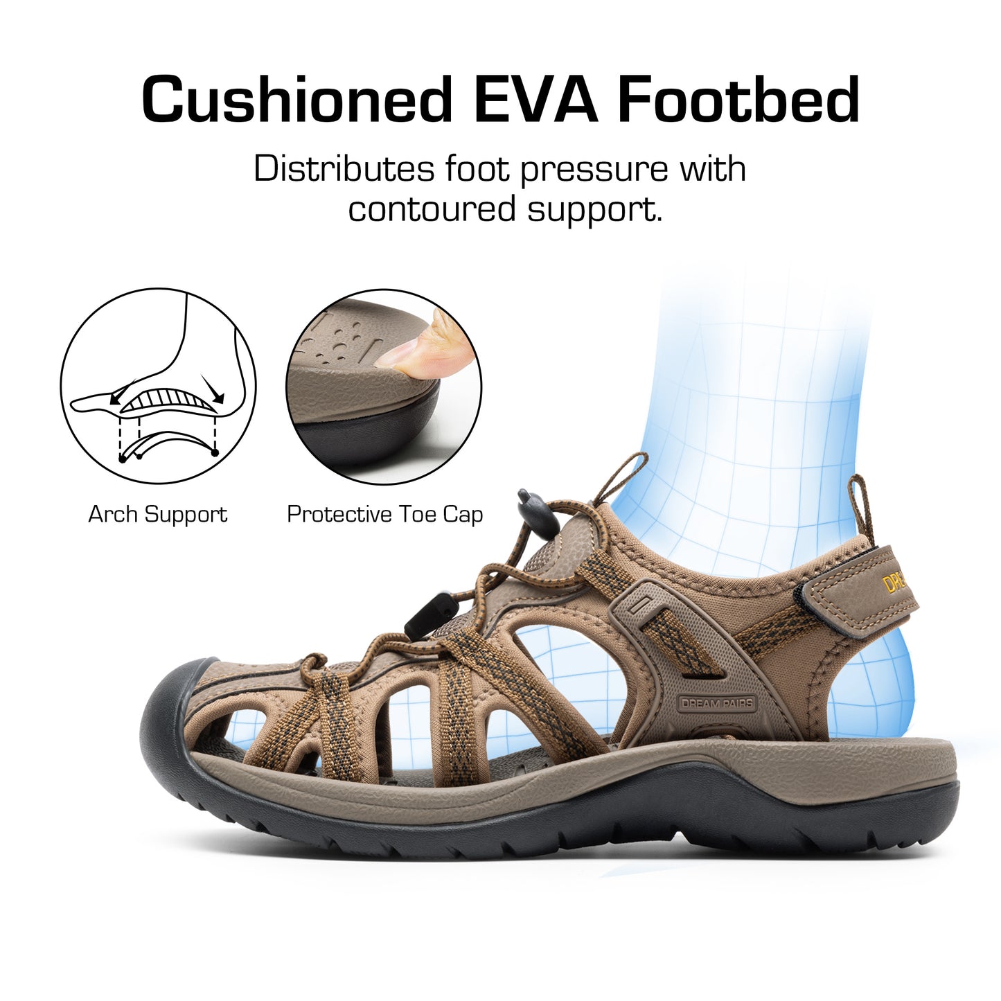 Women's Hiking Sandals Adventurous Summer Sports Shoes Outdoor Quick-Dry Comfortable Protective Toe Cap Supportive & Slip-Resistant Adjustable Fit Sandals Women Ladies