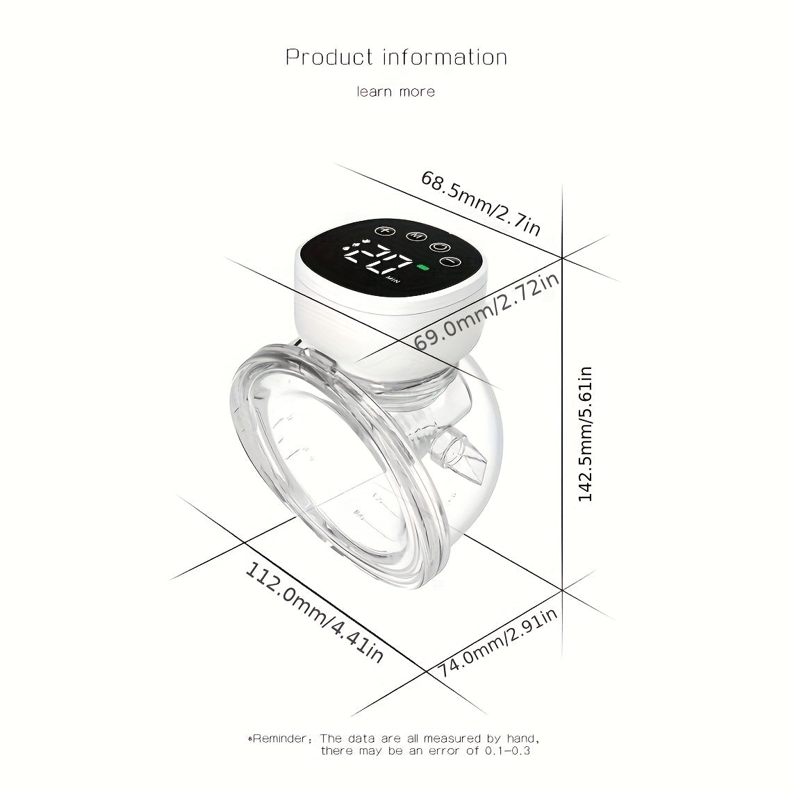 CHANG KUN Electric Wearable Breast Pump - Low-Noise, Painless, Hands-Free with 3 Modes And 9 Levels, 6.09Oz Capacity, Rechargeable Battery, In-Bra Wearable Breastfeeding Pump